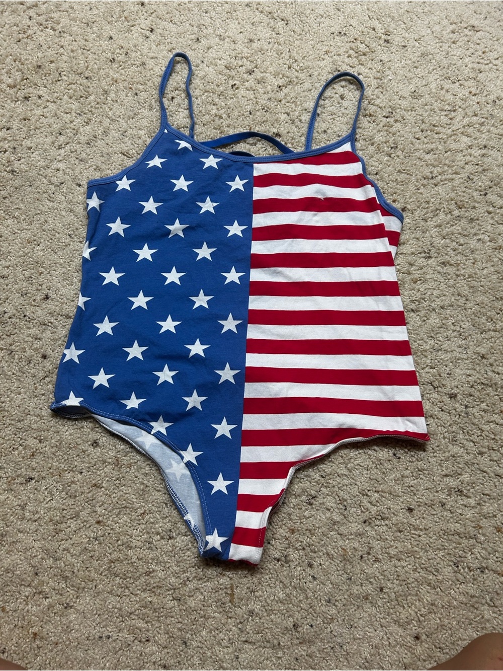 Women's American Flag Print Strappy Bodysuit